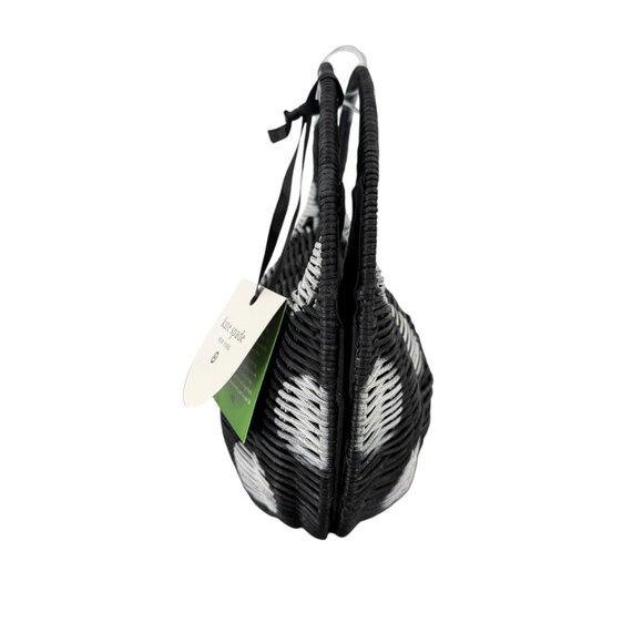 Kate Spade New York Target Black White Polka Dot Wicker Crescent Bag Purse NWT